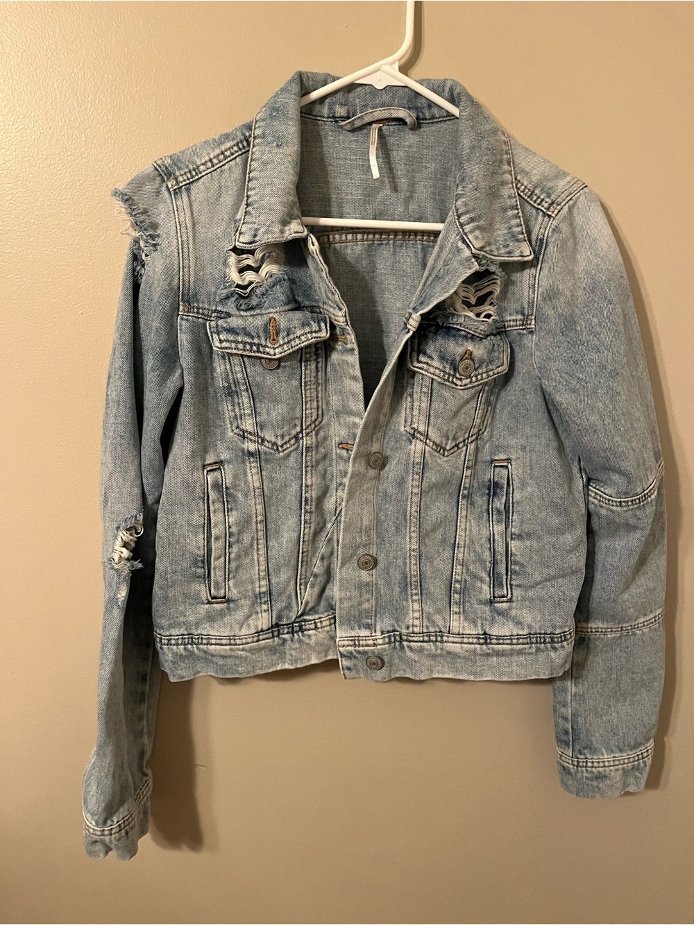 Free People distressed Jean jacket